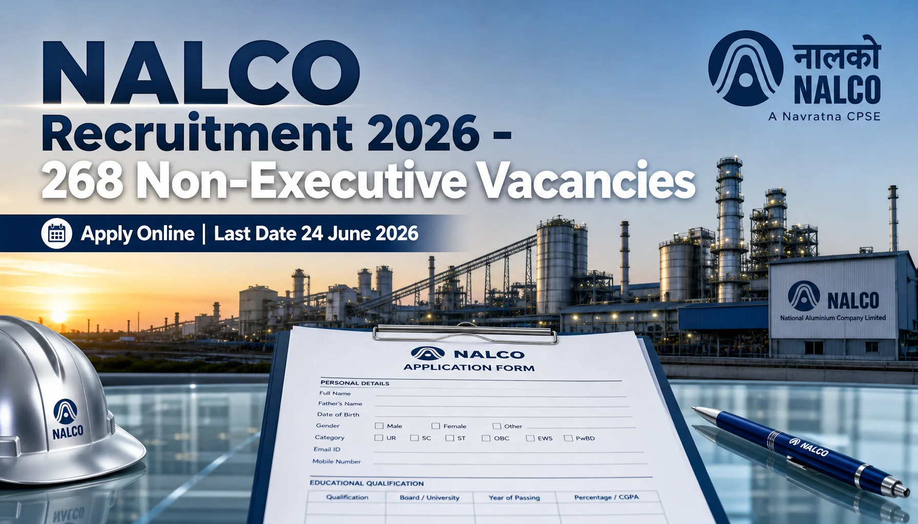 NALCO Recruitment 2026: 268 Non-Executive Posts, Online Application Window & Eligibility Guide