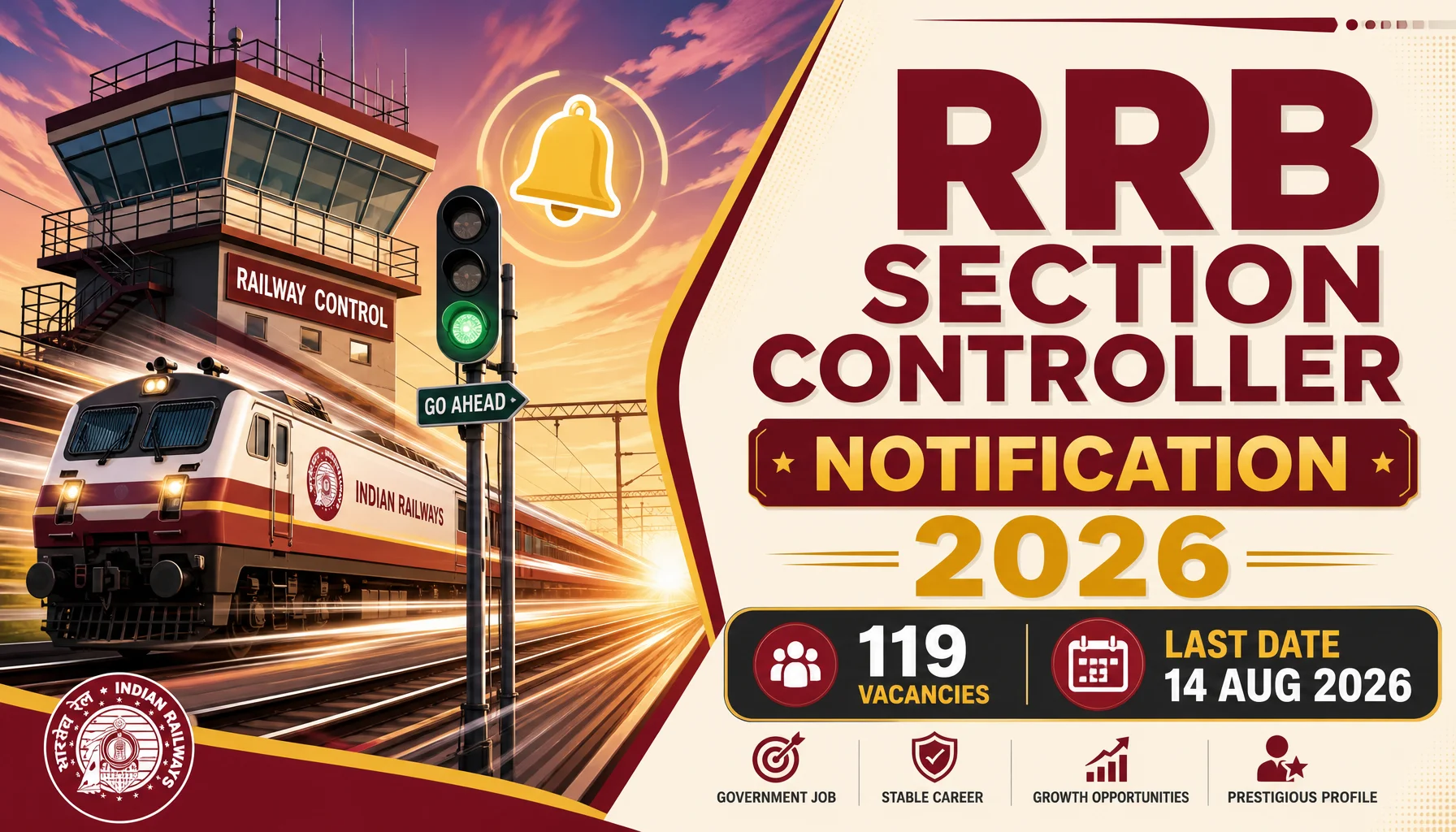RRB Section Controller 2026 Notification: 119 Posts, Apply Online from 15 July